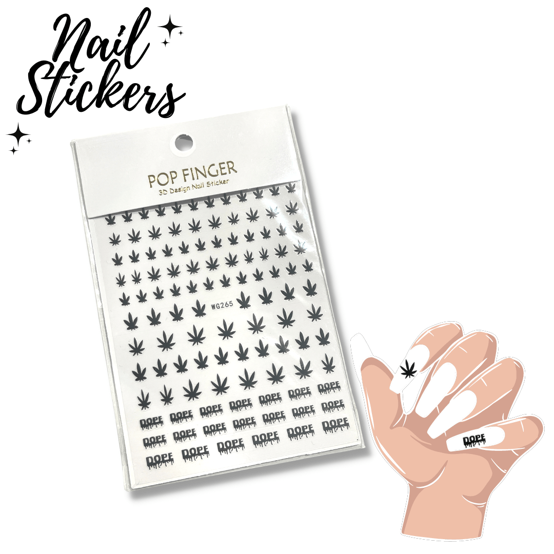 Pop Finger Dope Nail Stickers *Black*