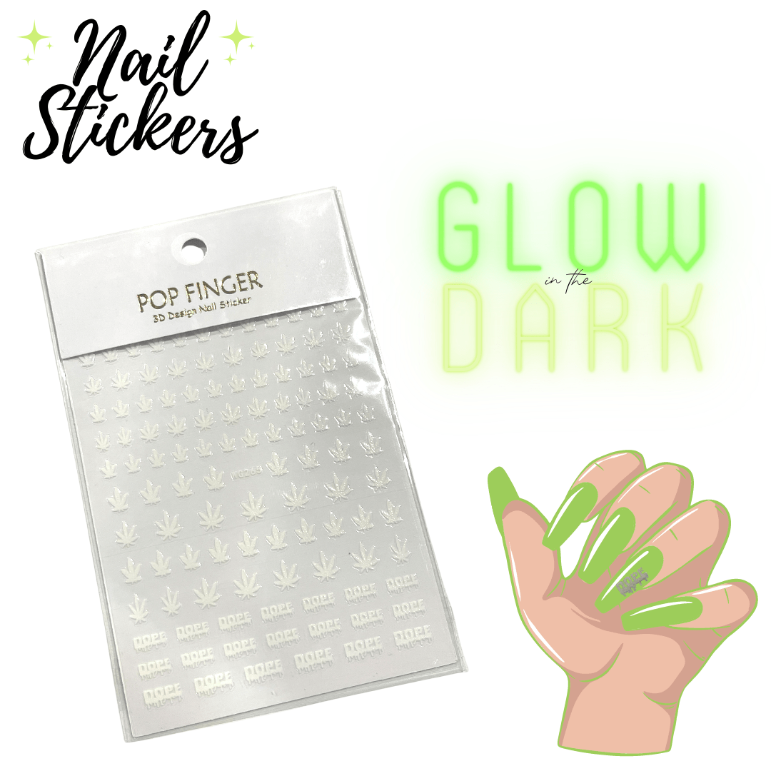 Pop Finger Dope Nail Stickers *Glow in the Dark*