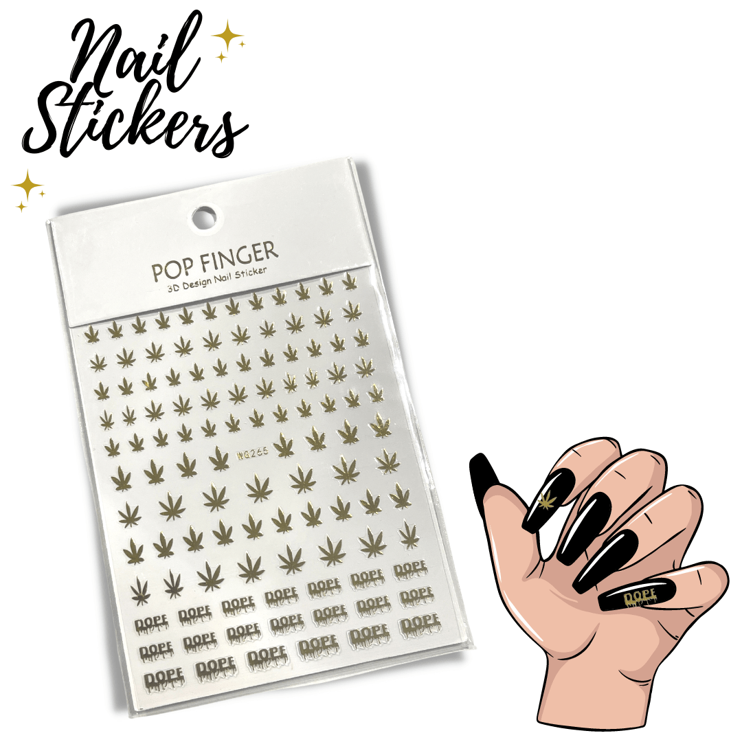 Pop Finger Dope Nail Stickers *Gold*