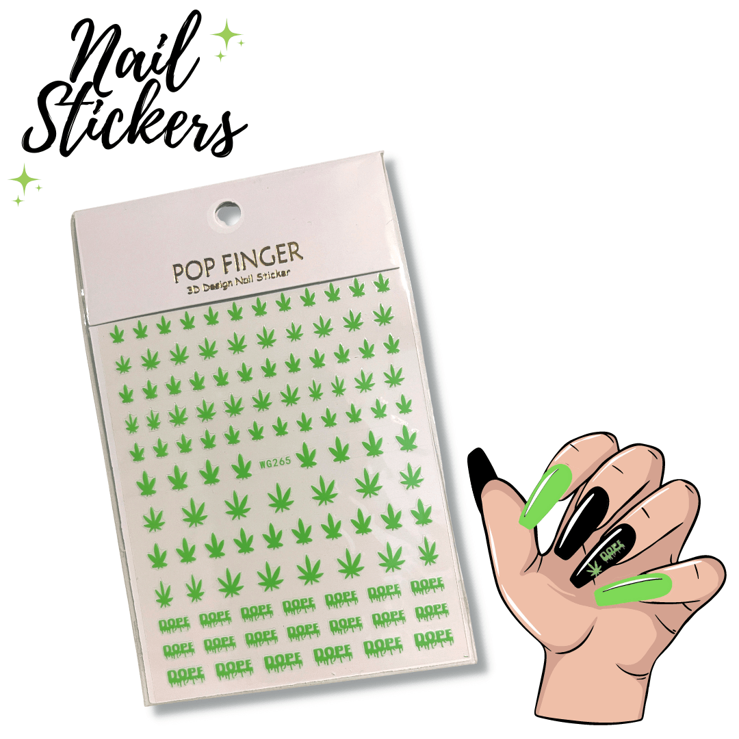 Pop Finger Dope Nail Stickers *Green*