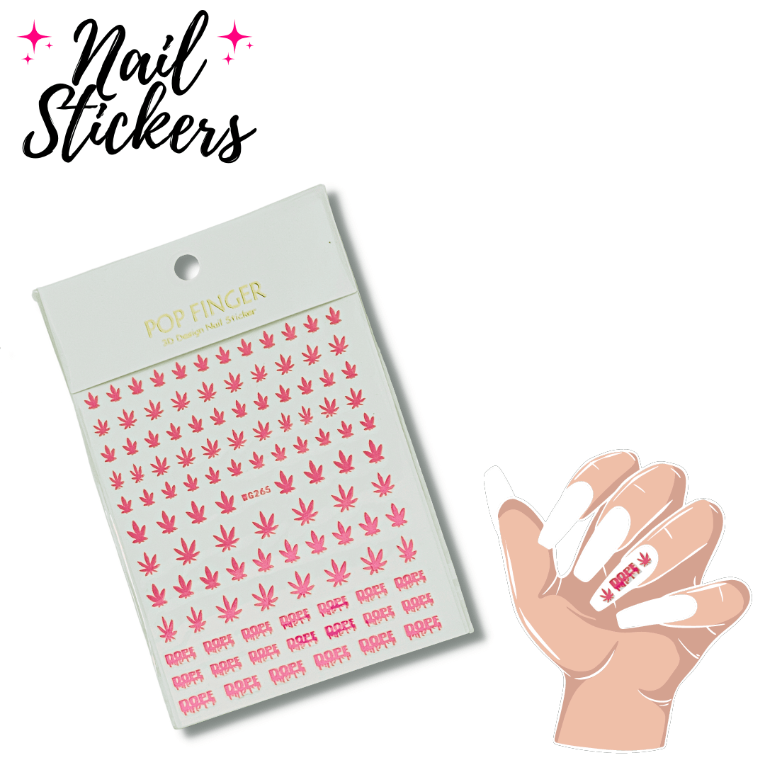 Pop Finger Dope Nail Stickers *Pink*