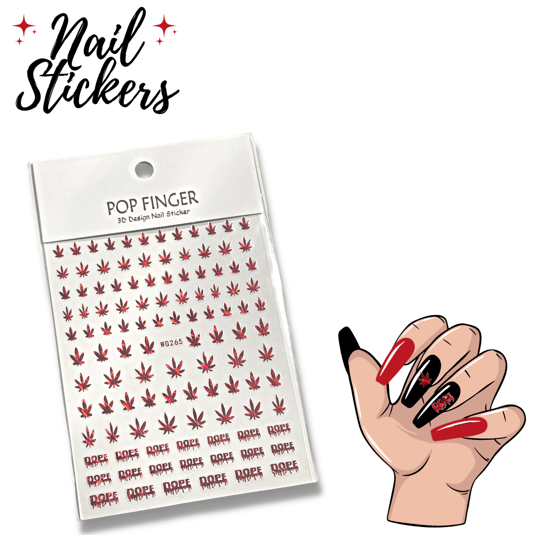 Pop Finger Dope Nail Stickers *Red*