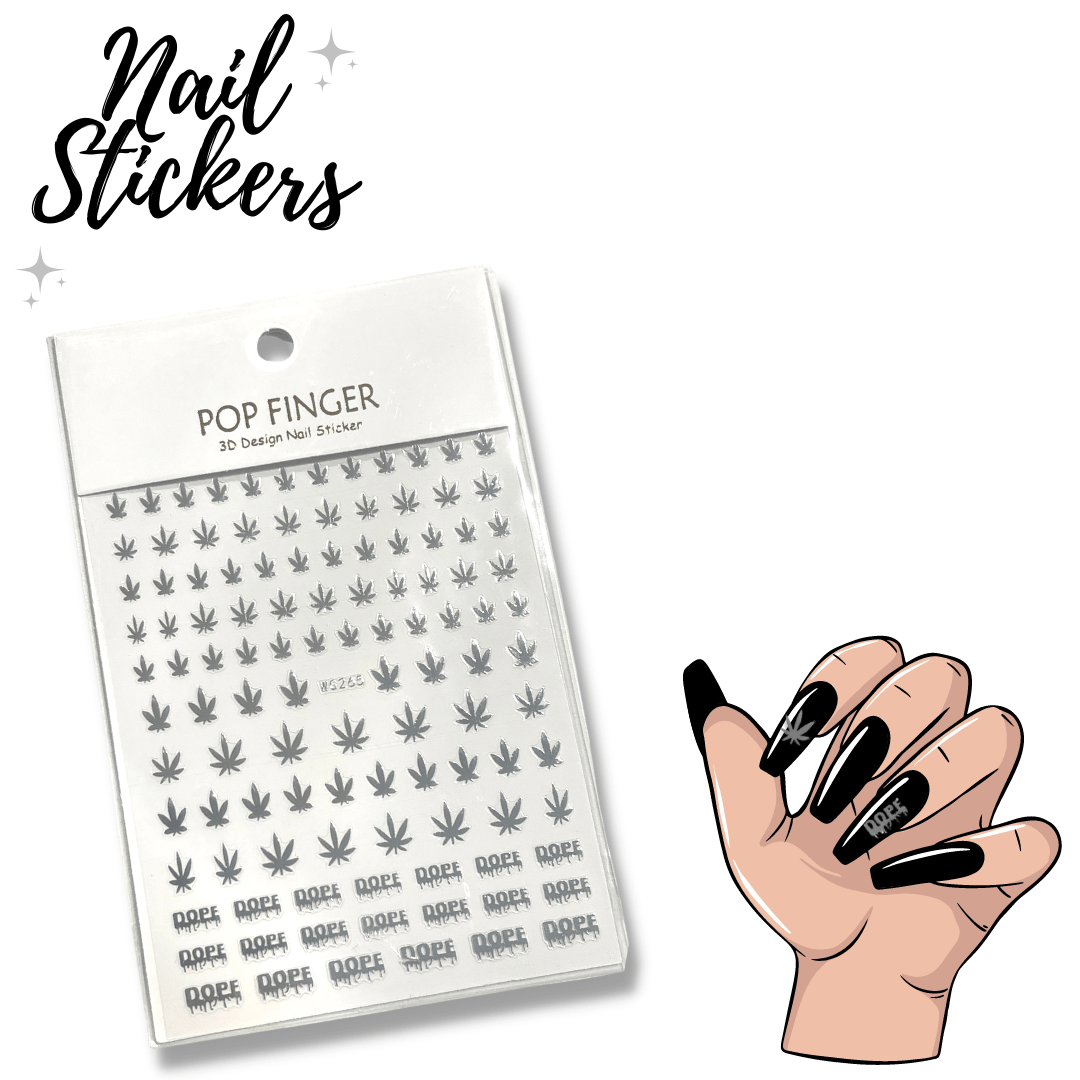 Pop Finger Dope Nail Stickers *Sliver*