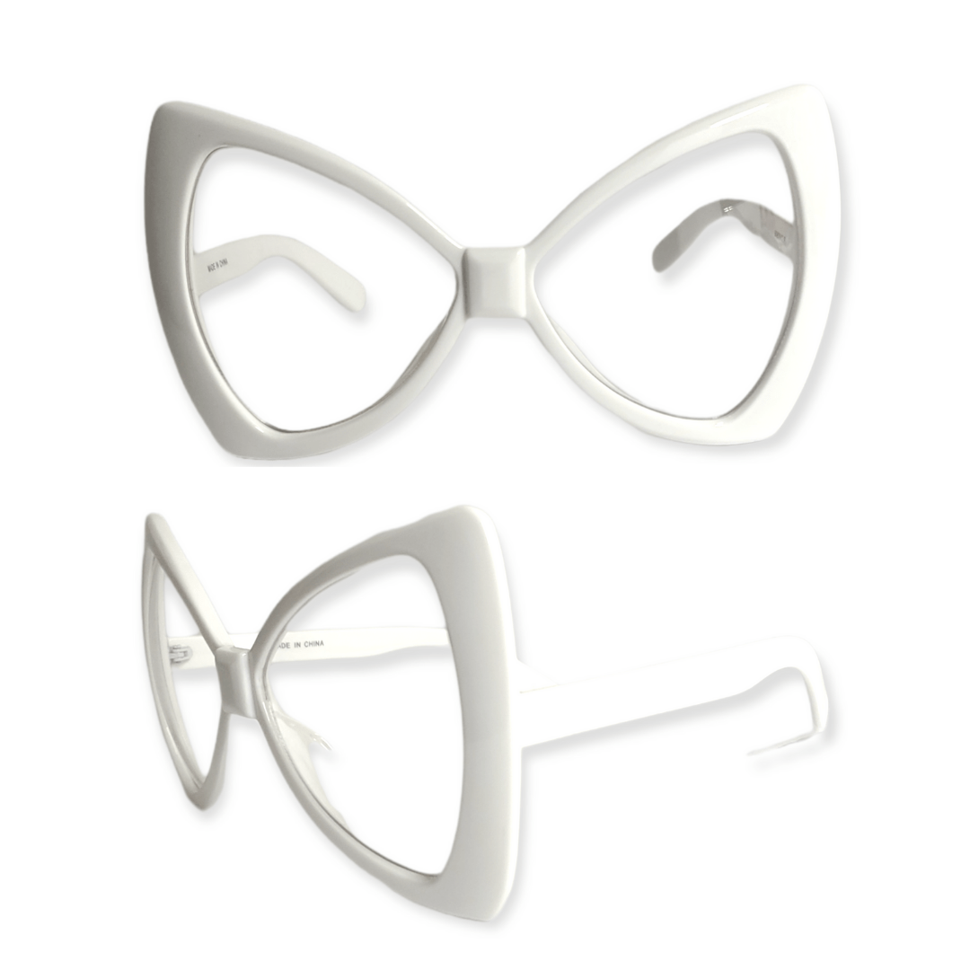 White frame womans glasses clear frame