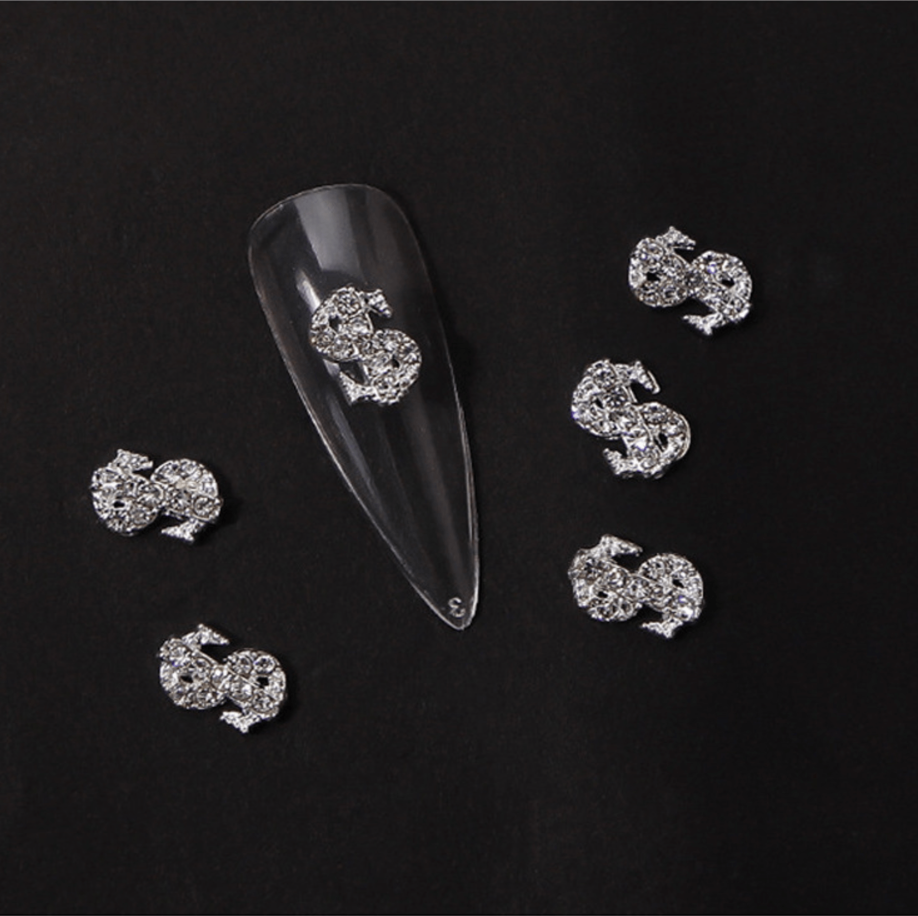 Silver Dollor Sign Nail Charms，For Nails Luxury Money Sign Nail